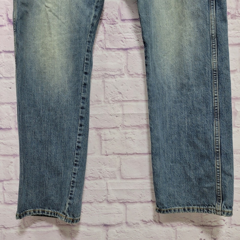 Wrangler Retro Slim Straight Jeans Mens 36x32 Blue Denim Y2K Gorpcore Western - Picture 9 of 10